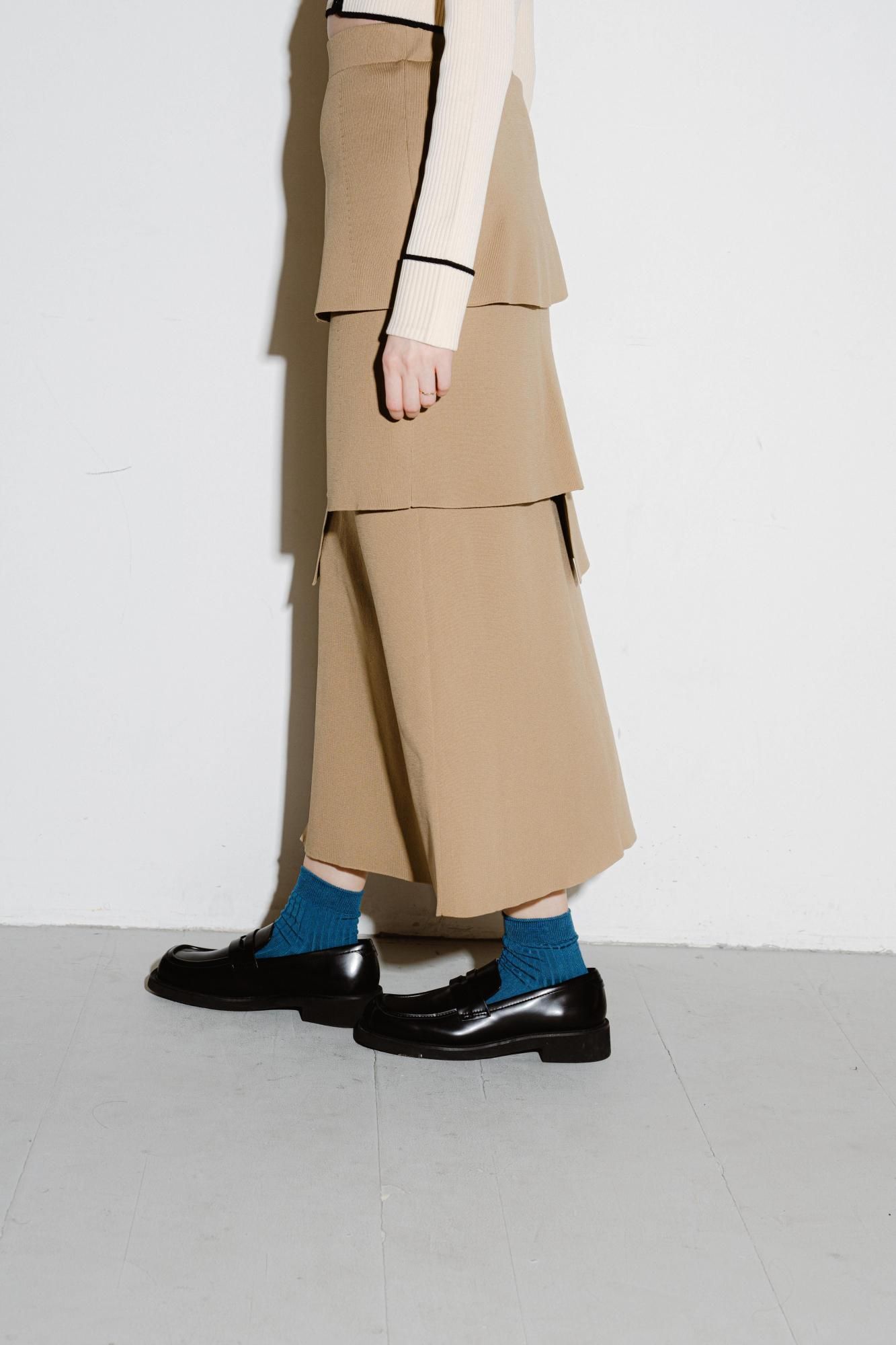 ニットティアードスカート（BEIGE） - PINUE