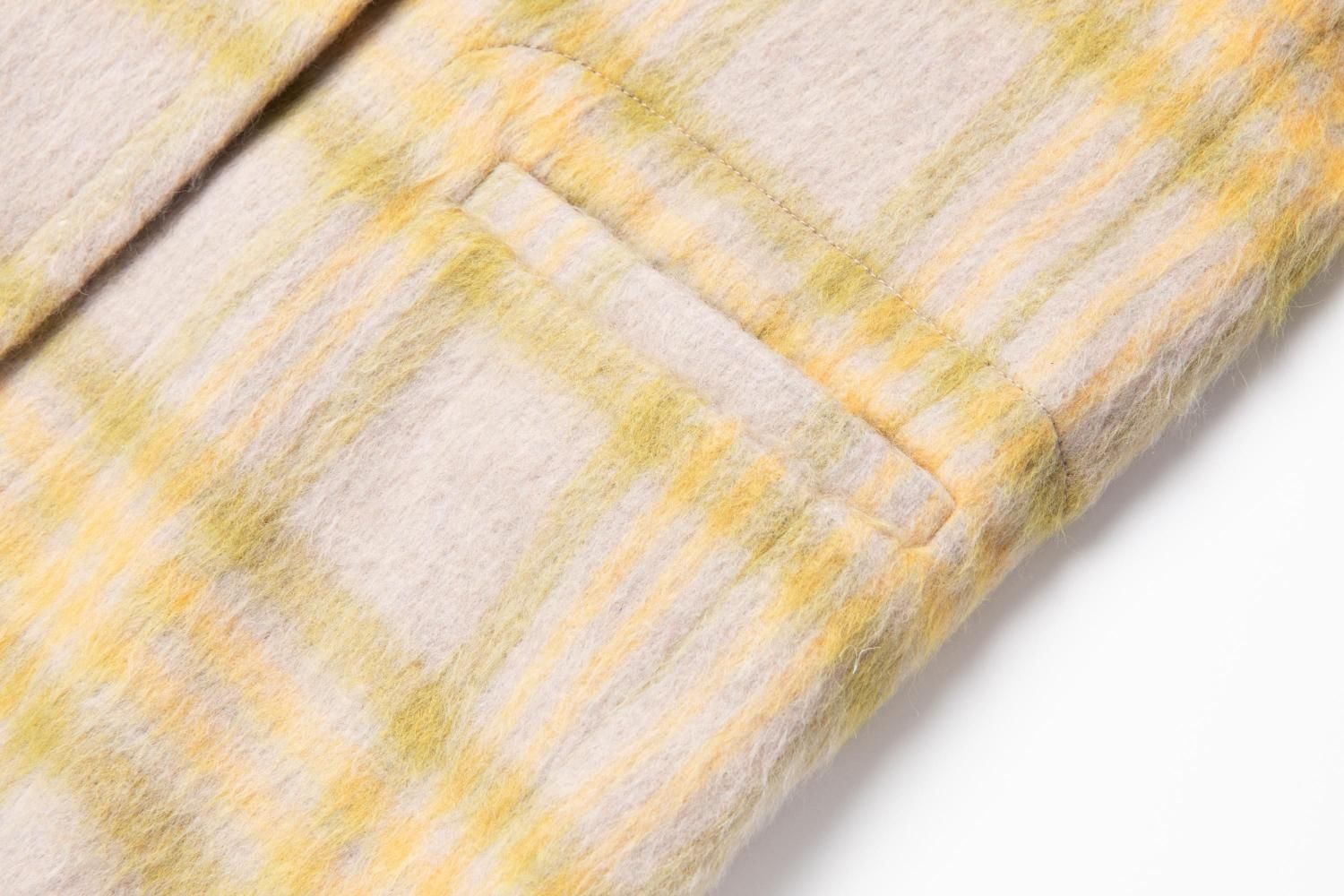 シャギーチェックコート（YELLOW） - PINUE
