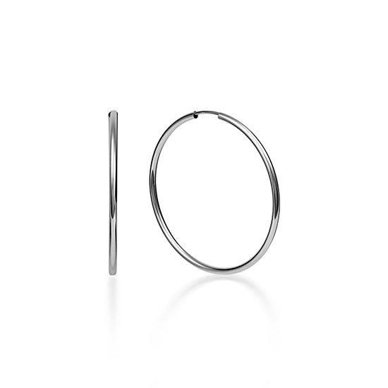 18K フープピアス ホワイトゴールド 小さめ 30mm x 1.5mm【アンフィニ】