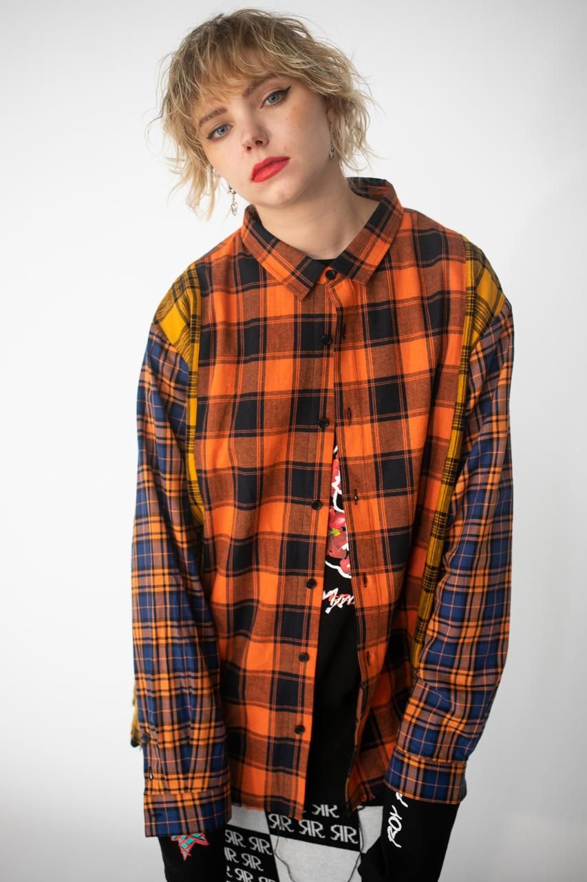 バックジップ切替チェックシャツ - ROY reflect overjoy