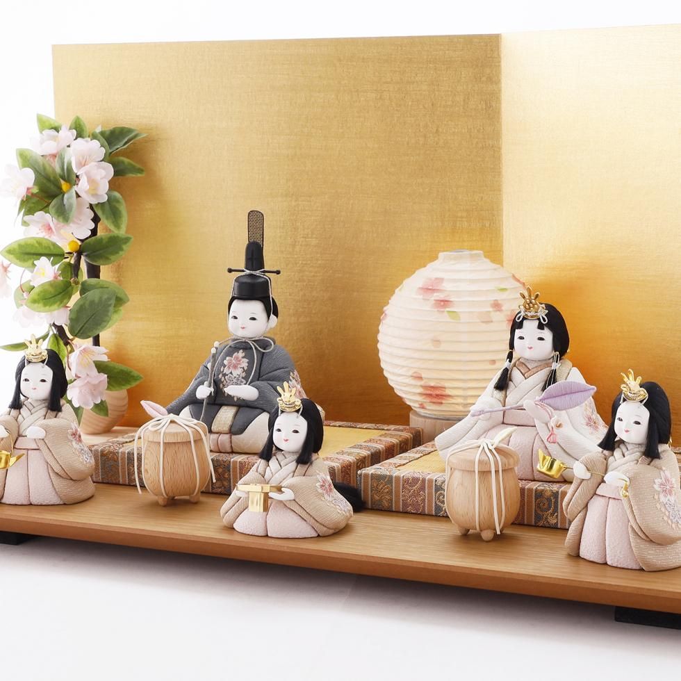 雛人形（ひな人形）「sakura」｜鈴木晃隆 五人飾り｜コンパクトな木目