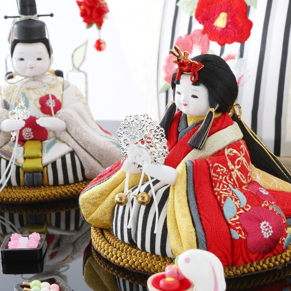雛人形（ひな人形）「椿の祝宴」｜鈴木晃隆 親王飾り｜小さくかわいい
