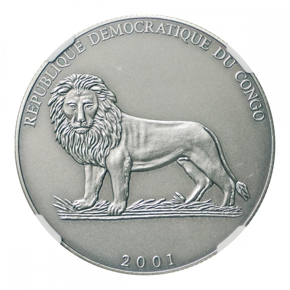コンゴ アテネオリンピック記念貨 10フラン銀貨 2001年 NGC MS69