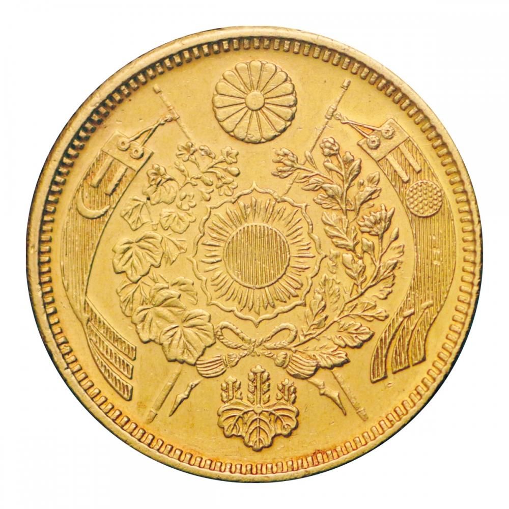 旧5円金貨（縮小）明治6年（準未使用）日本貨幣商協同組合鑑定書付