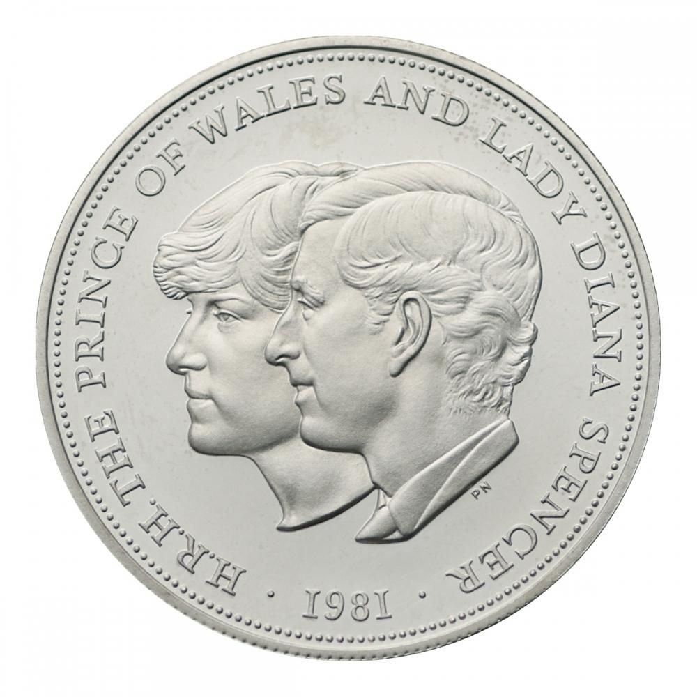イギリス 1981年 25 NEW PENCE銀貨 チャールズ・ダイアナ御成婚記念貨