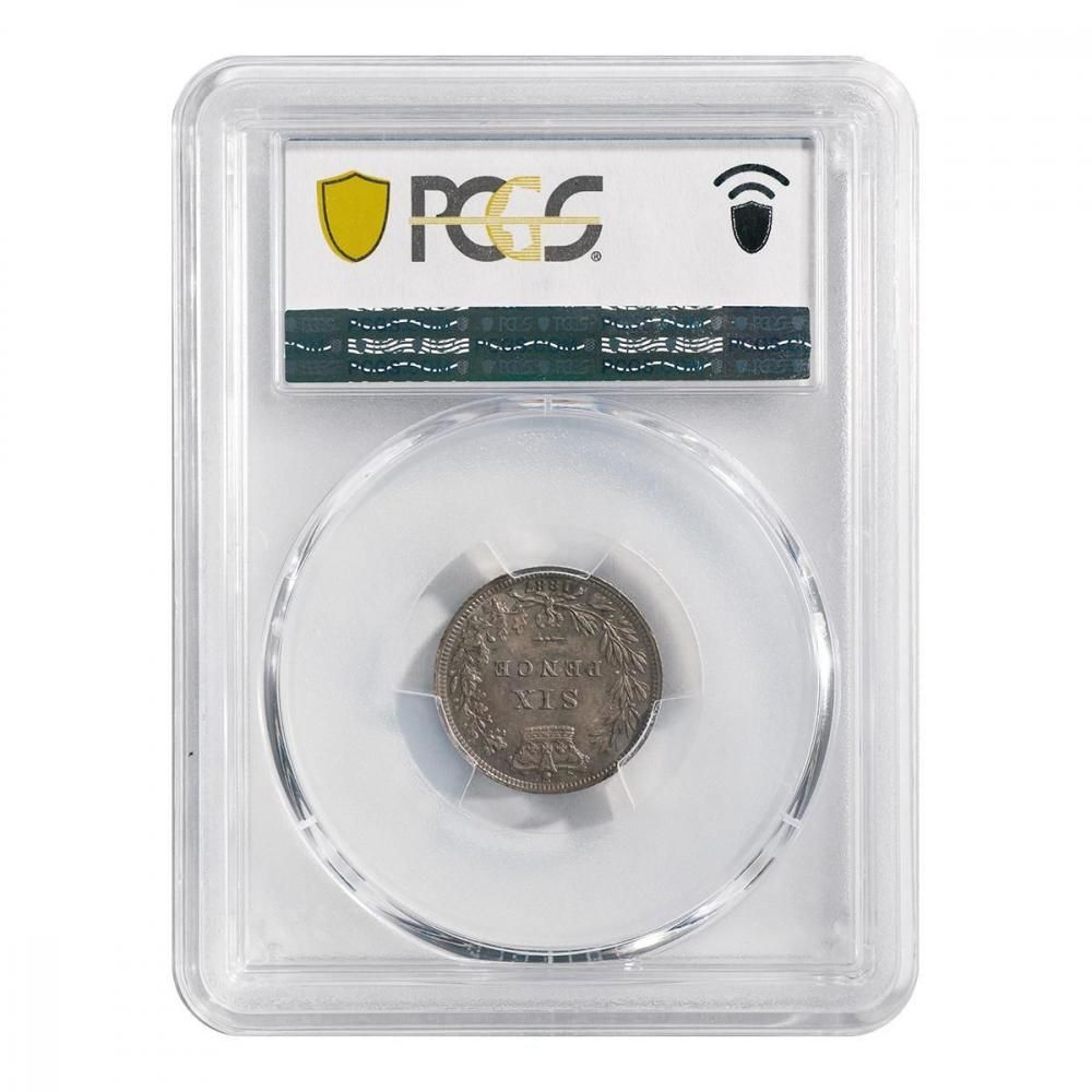 イギリス 1887年 6ペンス銀貨 ヤングヴィクトリア女王 PCGS MS63