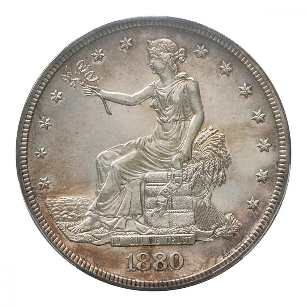 アメリカ 1880年 座像女神 貿易銀 PCGS PR63＋CAM - セキグチは1964年
