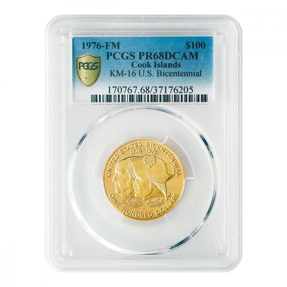 クック諸島1976年 100ドル金貨 アメリカ200年建国記念 PCGS PR68DCAM