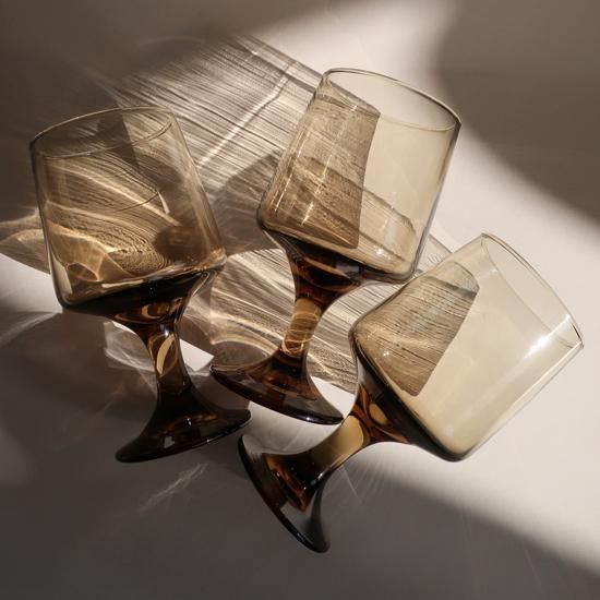 Vintage 60's smoke glass Wine Glass /ビンテージ スモークガラス