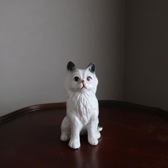 Vintage Ceramic Cat Object/ビンテージ 陶器製 猫 オブジェ/置物(A910)