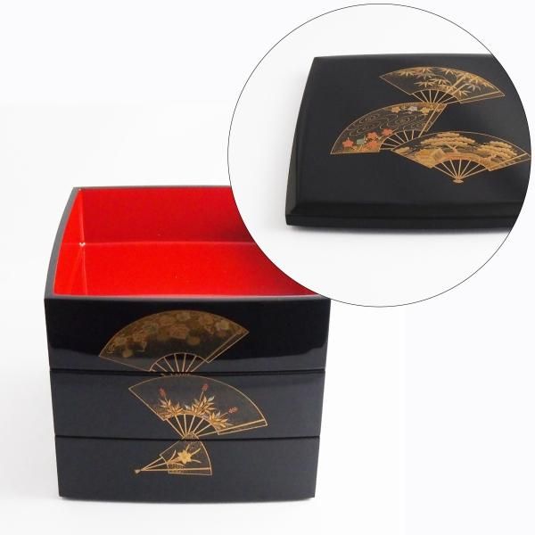 加賀蒔絵 6.5寸 扇面 胴張 三段重 - 【漆器の通販】漆器の能作｜1780年