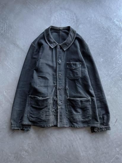 木更津 古着屋 Tsumiki」40s~50s french black moleskin work jacket