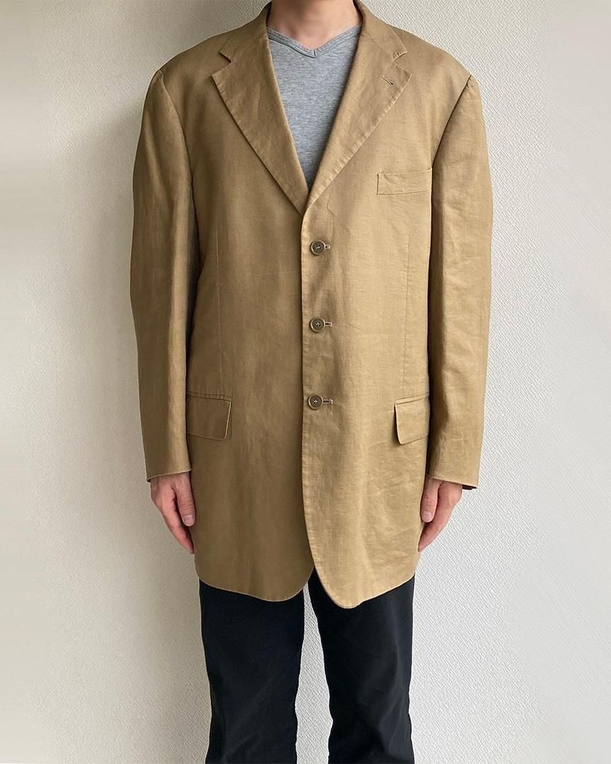 1980's Italian Linen Tailored Jacket by DINO MORI Light Brown 1980