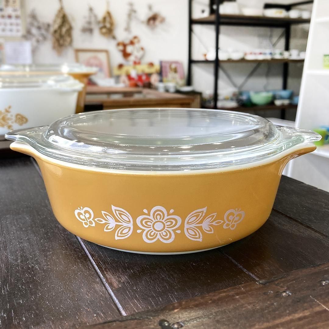 バタフライゴールドキャセロールSサイズ オールドパイレックス