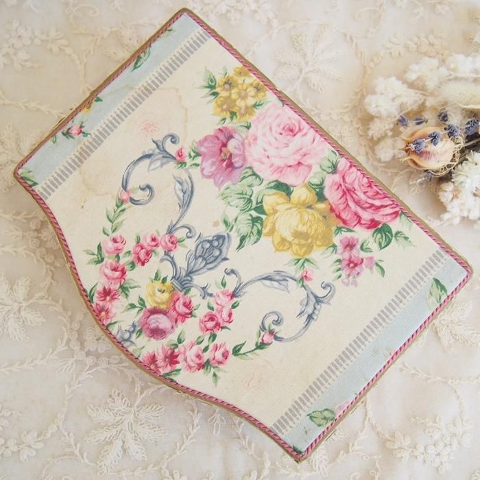 フランス お花模様の布箱 カルトナージュ ボックス / アンティーク