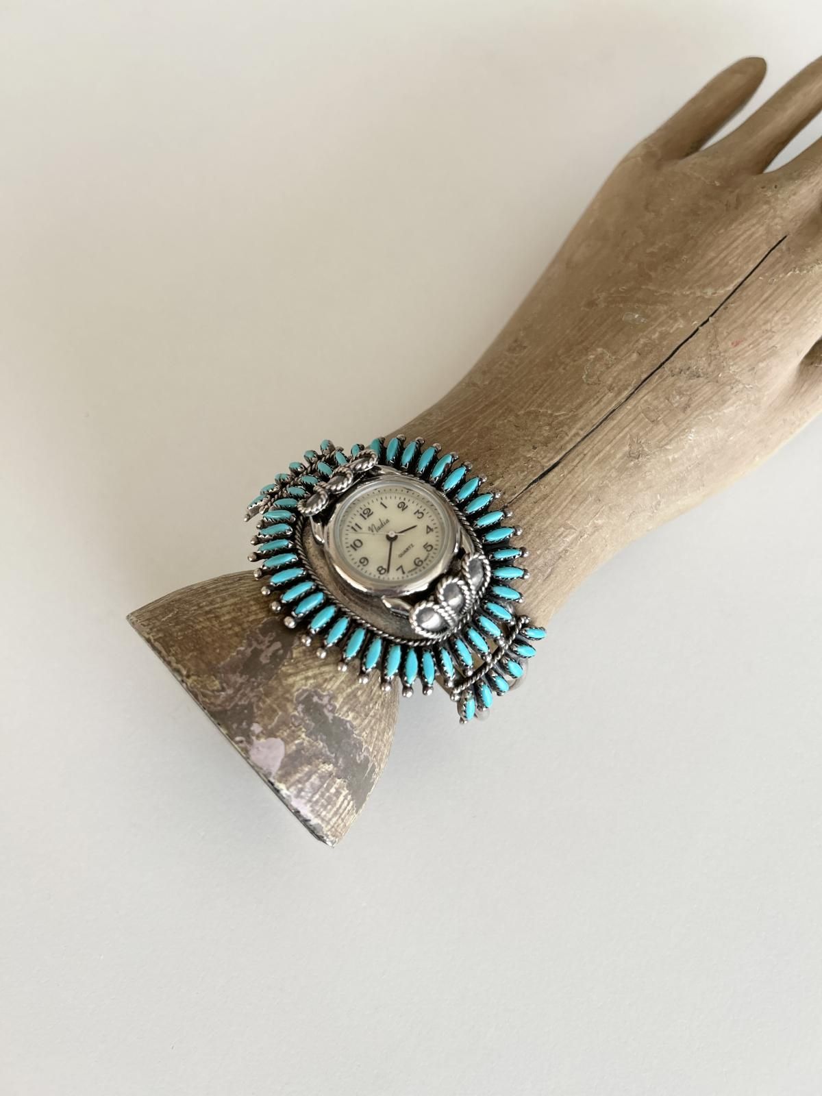 ナバホ族 ターコイズニードルポイントバングル腕時計（デッドストック