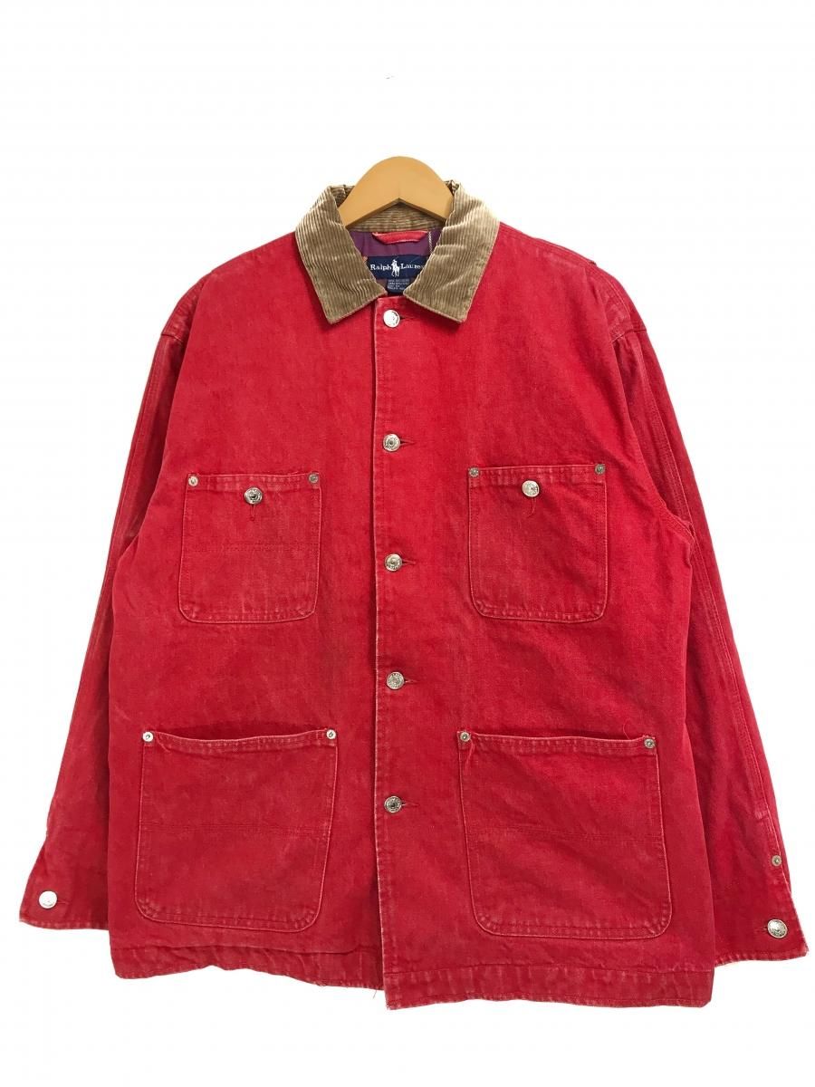 90s Polo Ralph Lauren Flannel Lined Denim Coverall 赤 L ポロ