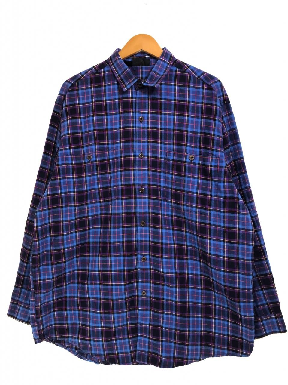 91年製 patagonia L/S Pima Cotton Shirt 青紫 L 90s パタゴニア