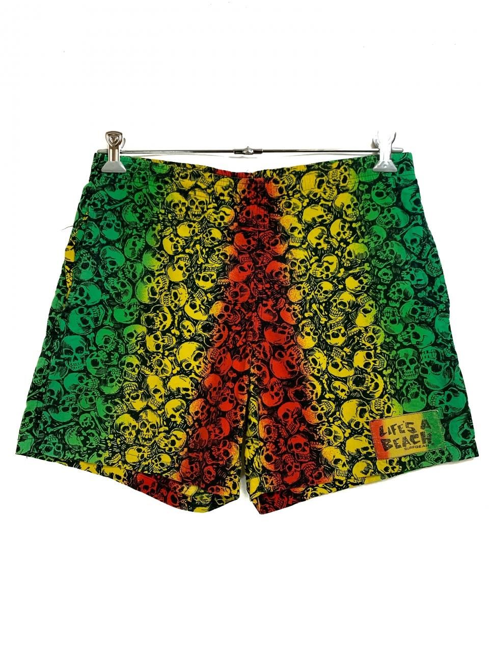 80's当時物LIFE'S A BEACH アイアンクロス柄ショーツ Lサイズ LIFE'S A