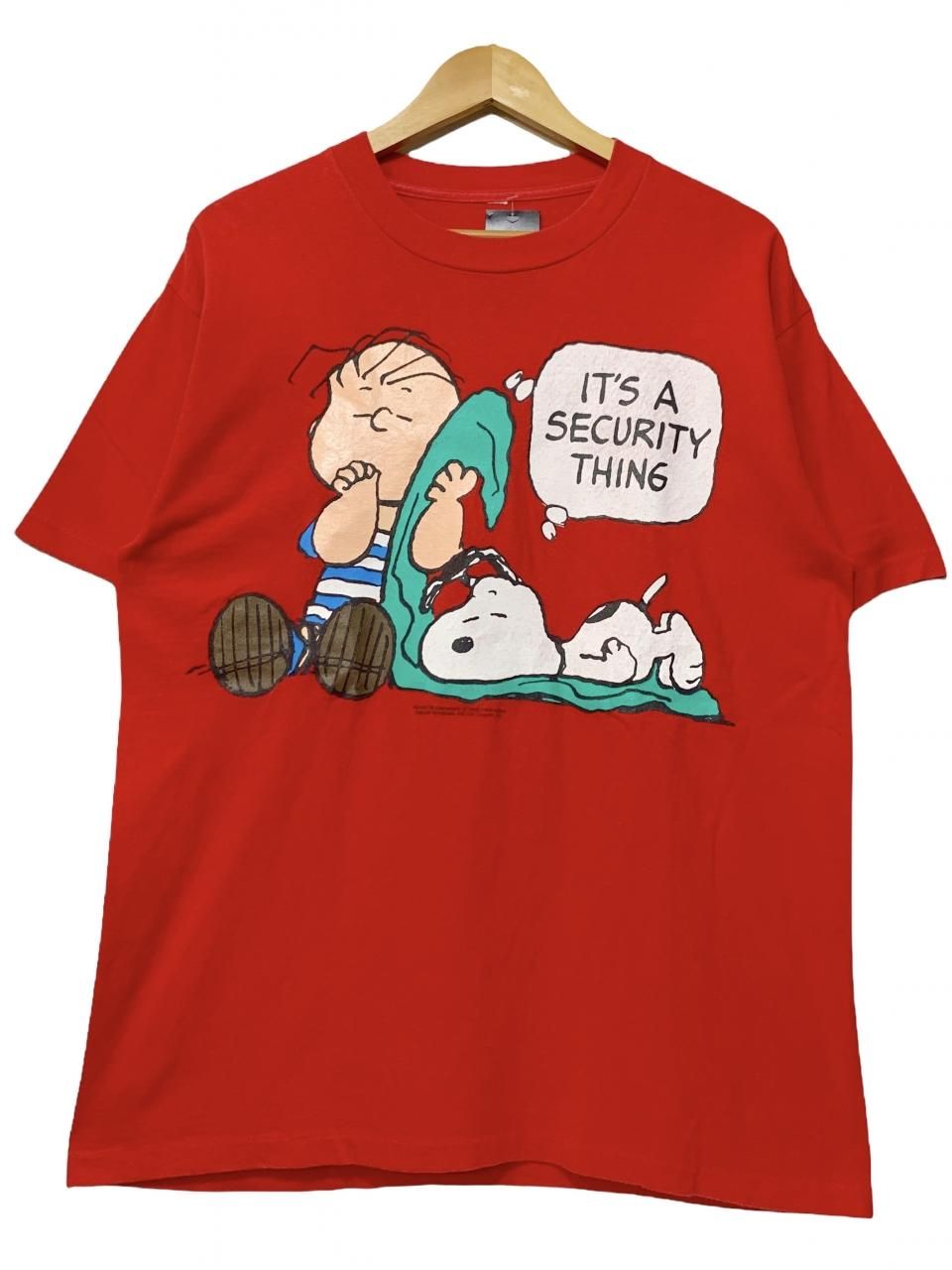 90s PEANUTS Print S/S Tee 赤 L ピーナッツ 半袖 Tシャツ SNOOPY