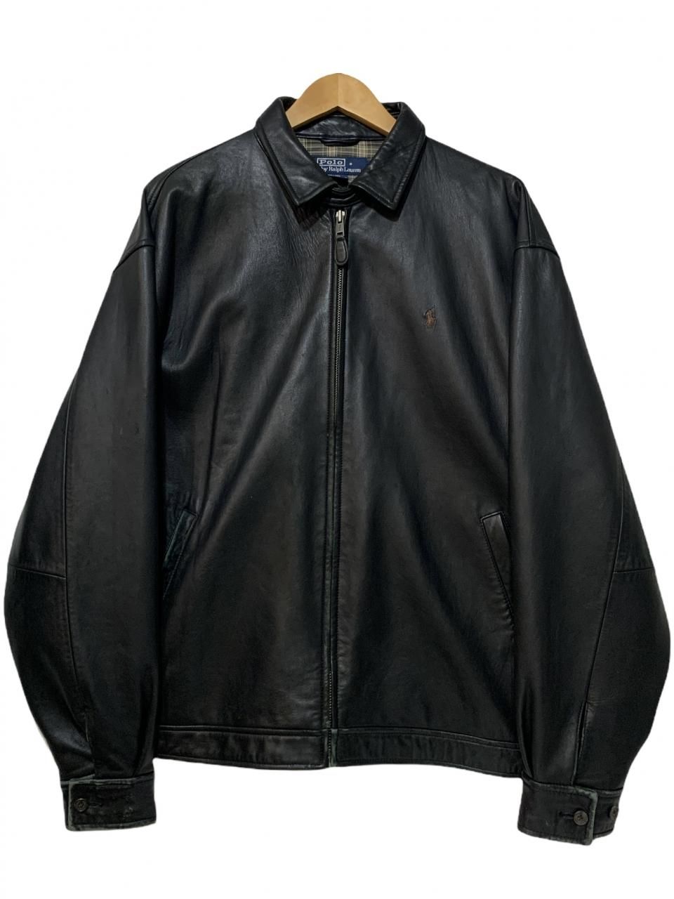 Polo Ralph Lauren Leather Drizzler Jacket 黒 XL ポロラルフローレン