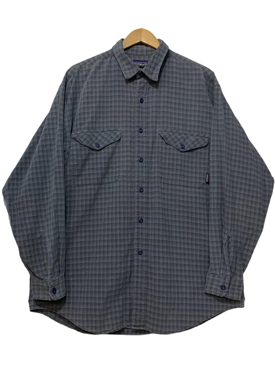 02年製 patagonia Check Cotton L/S Work Shirt 灰 L 00s パタゴニア