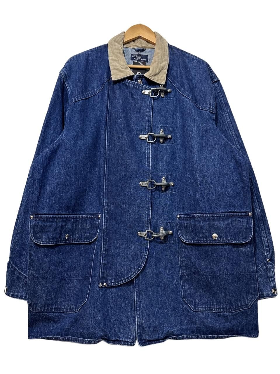 USA製 80s Polo Ralph Lauren Denim Fireman Jacket 紺 XL ポロラルフ