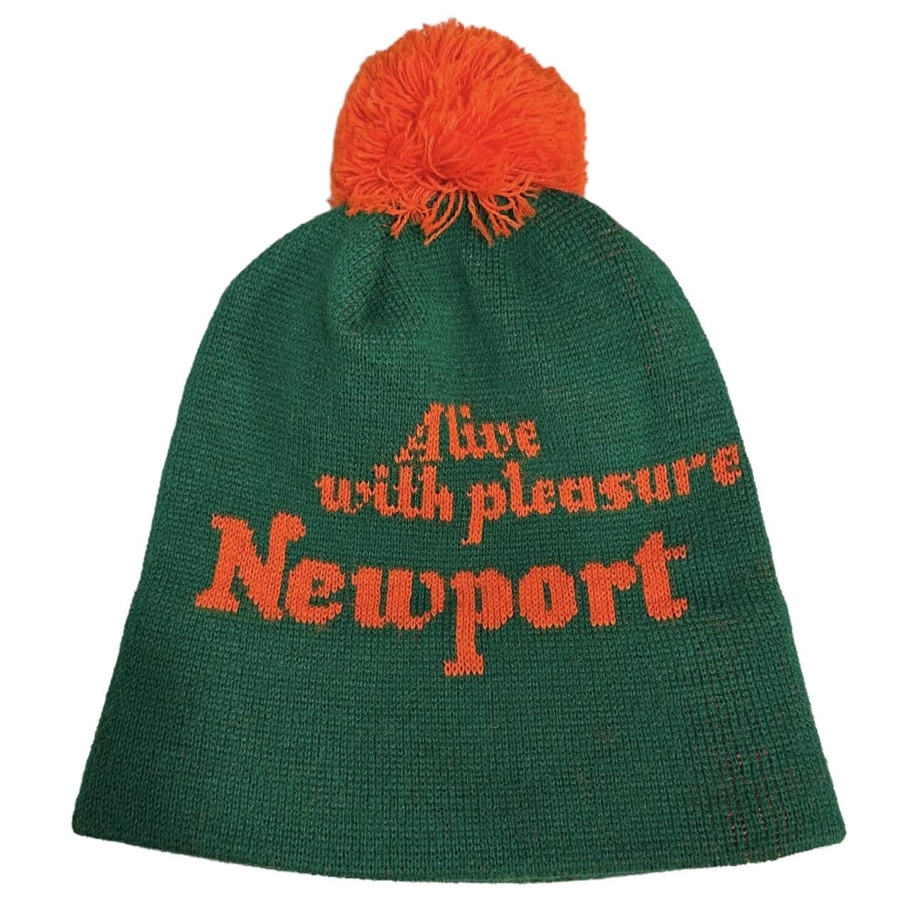 80s~90s Newport Logo Knit Cap 緑オレンジ ニューポート ニット