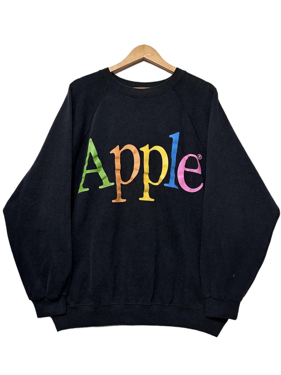 USA製 80s~90s APPLE Logo Sweatshirt 黒 XL アップル スウェット