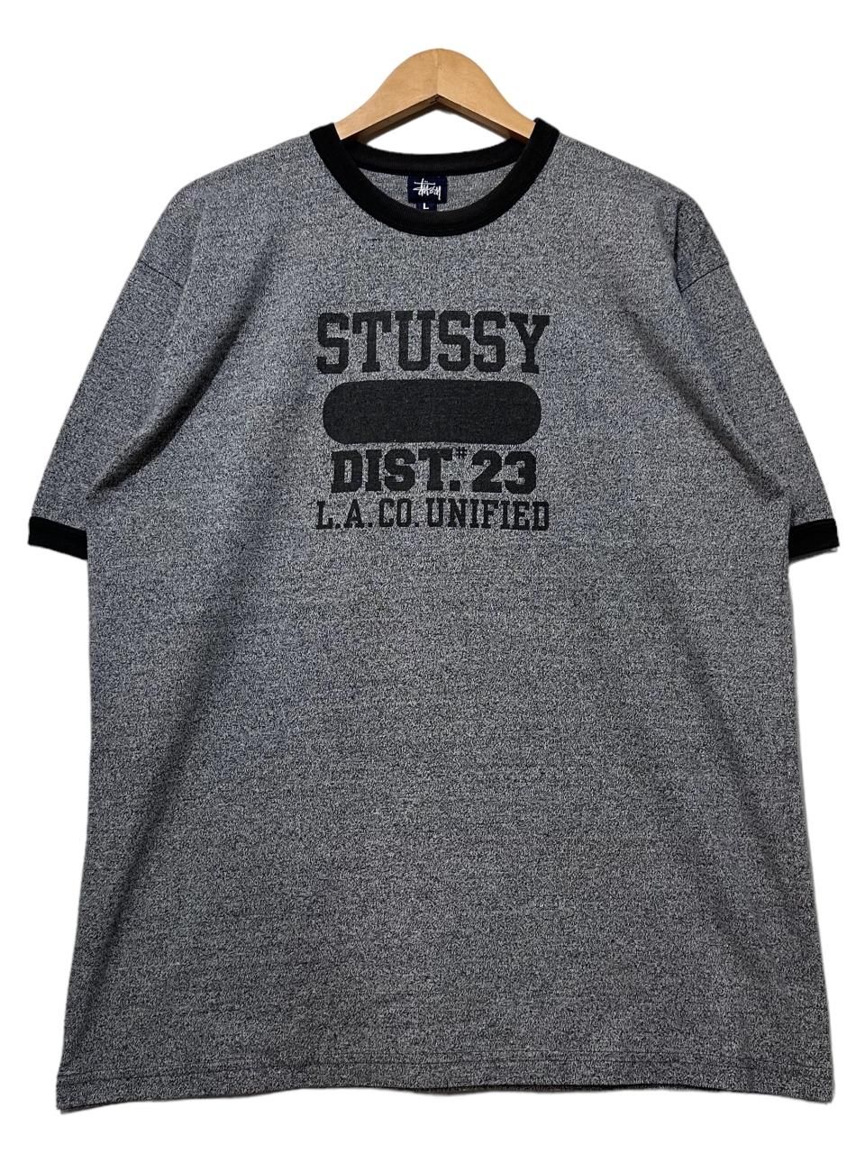 USA製 90s OLD STUSSY College Ringer S/S Tee 灰黒 L オールド