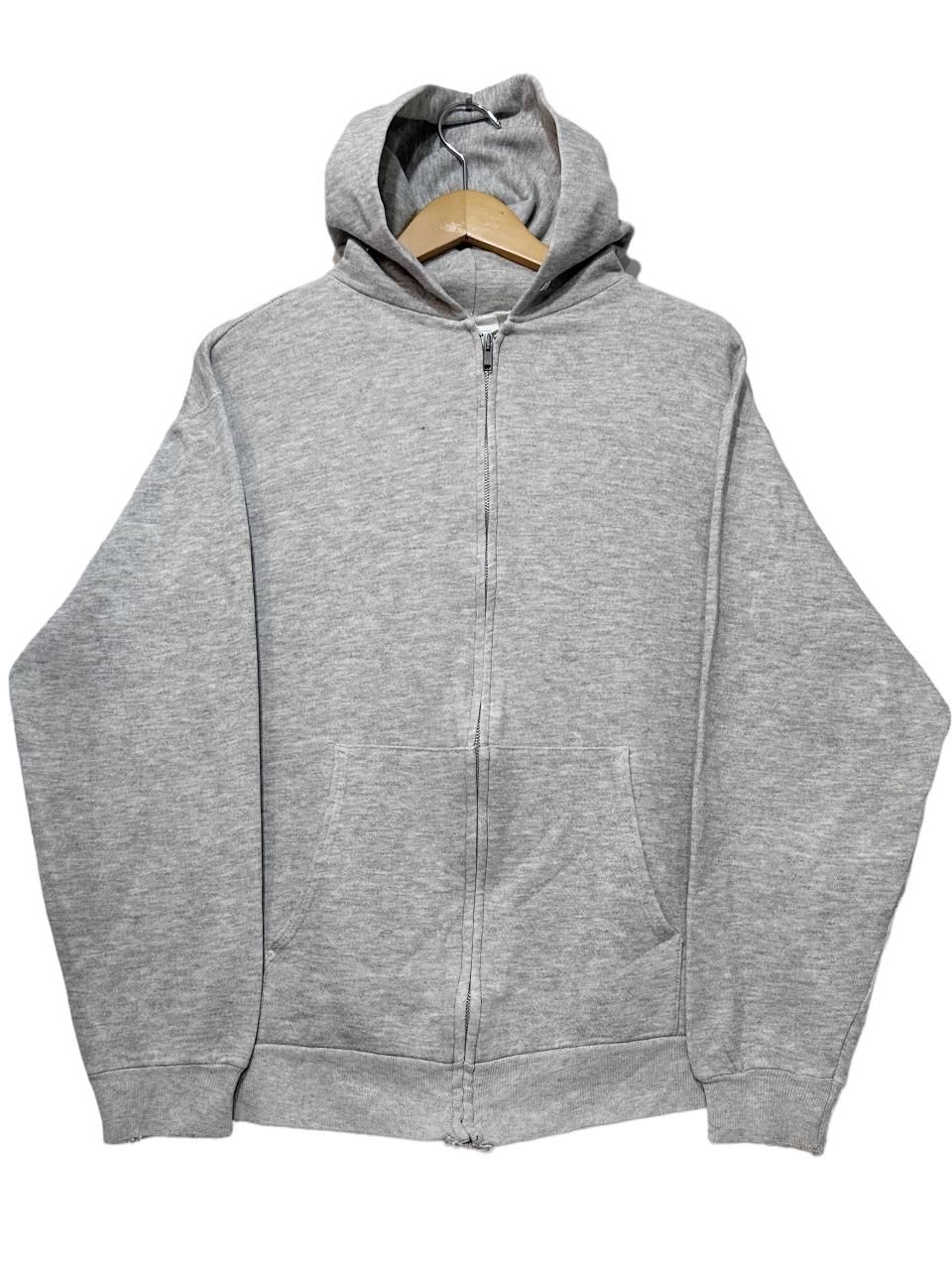 USA製 80s Hanes Zip Up Plain Sweat Hoodie 灰 L ヘインズ スウェット