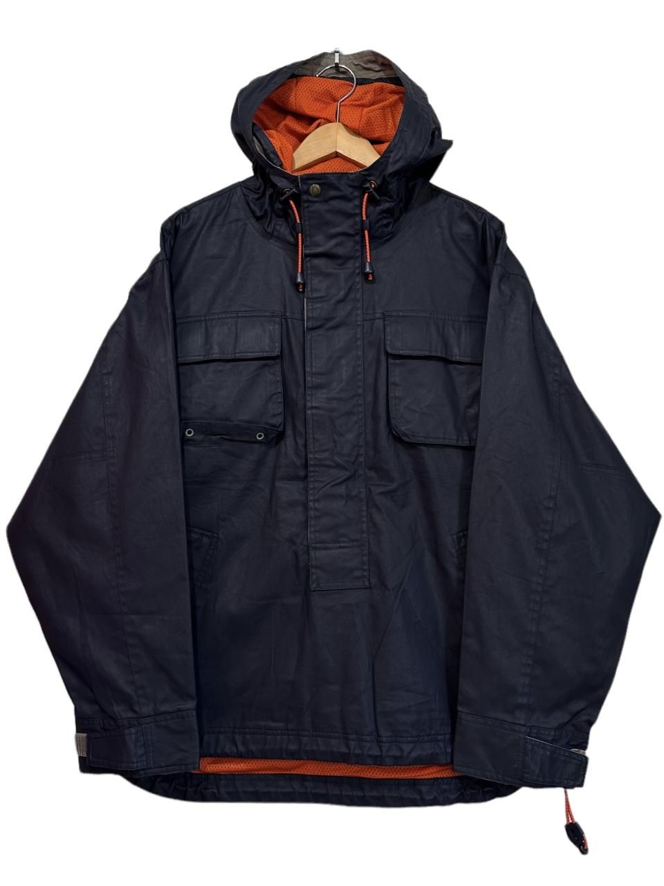 00s OLD GAP Coating Cotton Anorak Parka 紺オレンジ S オールド