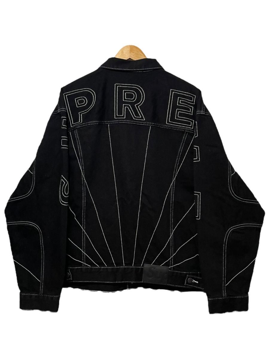 新品 23FW SUPREME Embroidered Denim Trucker 黒 L シュプリーム