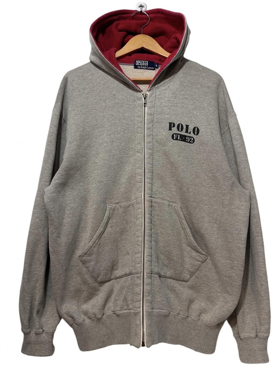 Polo Ralph Lauren RL-92 Zip Up Sweat Hoodie 灰 L ポロラルフ
