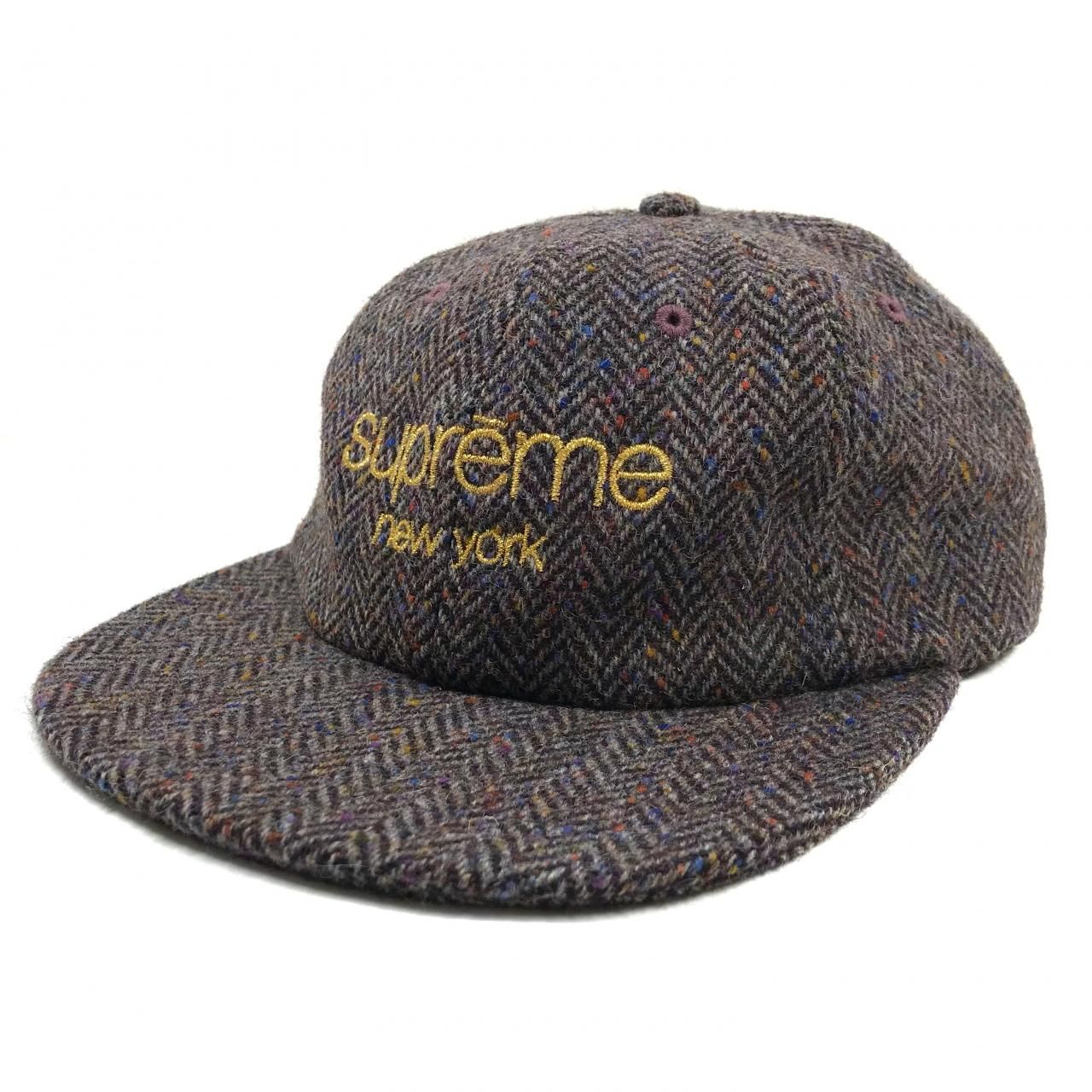 16AW SUPREME Wool Herringbone Classic Logo 6-Panel Cap (PURPLE