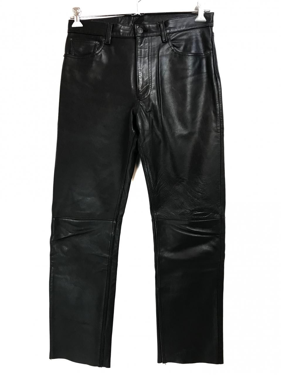 00s Levi's 505-4958 Horse Hide Black Leather Pants 黒 W32
