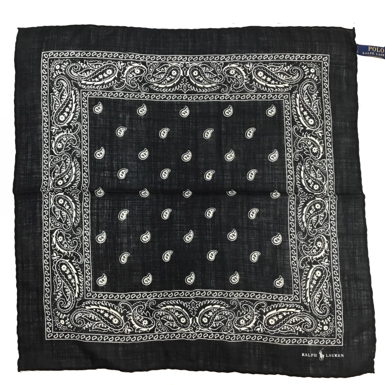 新品 Polo Ralph Lauren Wool Paisley Bandana 黒 ポロラルフローレン