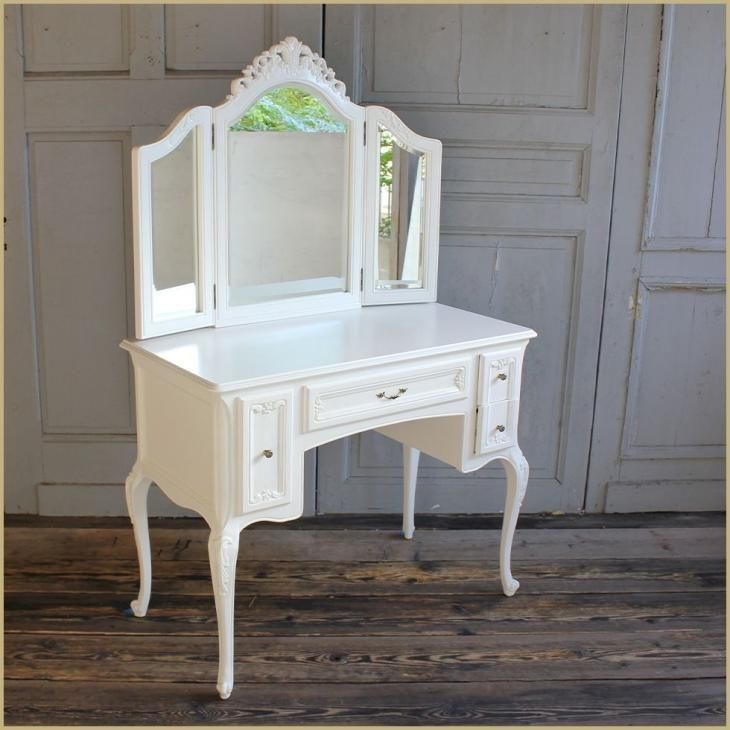 ロココ調 ドレッサー 三面鏡 ホワイト 7021-n-18 リプロ C 100x50x90