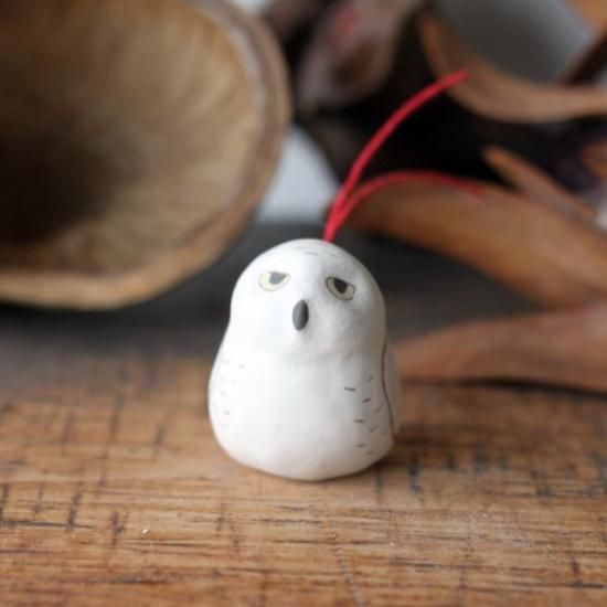 つぐみ製陶所 土鈴 シロフクロウ - ho-ho- ふくろう雑貨とお豆と焼き菓子