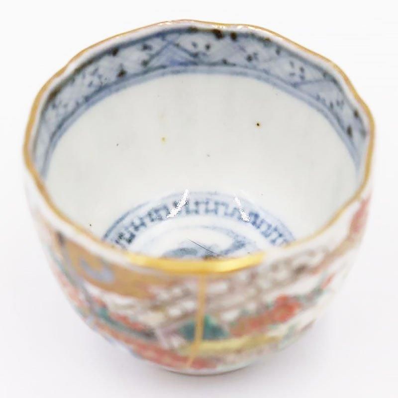 伊万里 手描き色絵 猪口 ぐい呑み アンティーク酒器