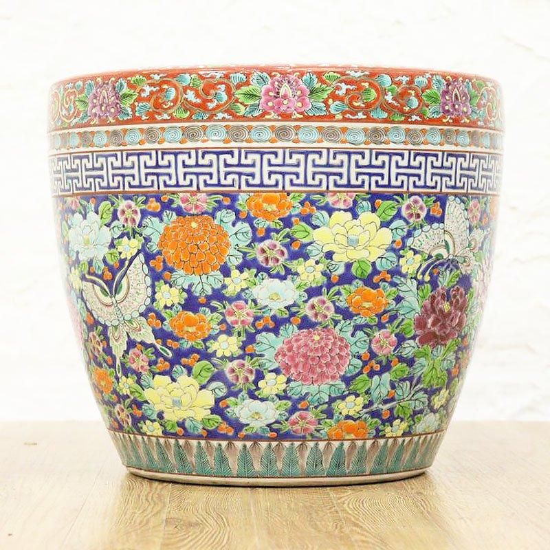 色絵 伊万里 十錦 手あぶり火鉢 日本製 アンティーク