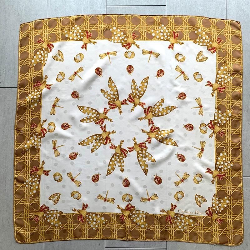 昆虫モチーフシルクスカーフ ヴィンテージDIOR
