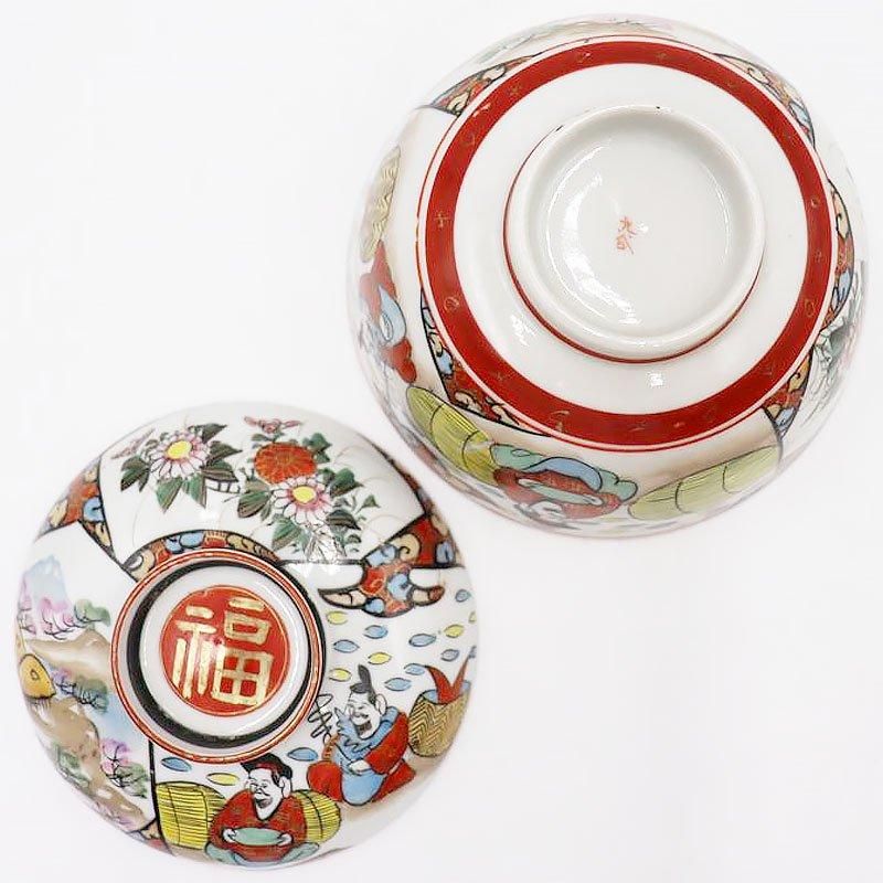 九谷焼 手描き色絵 蓋碗 大正アンティーク 和食器