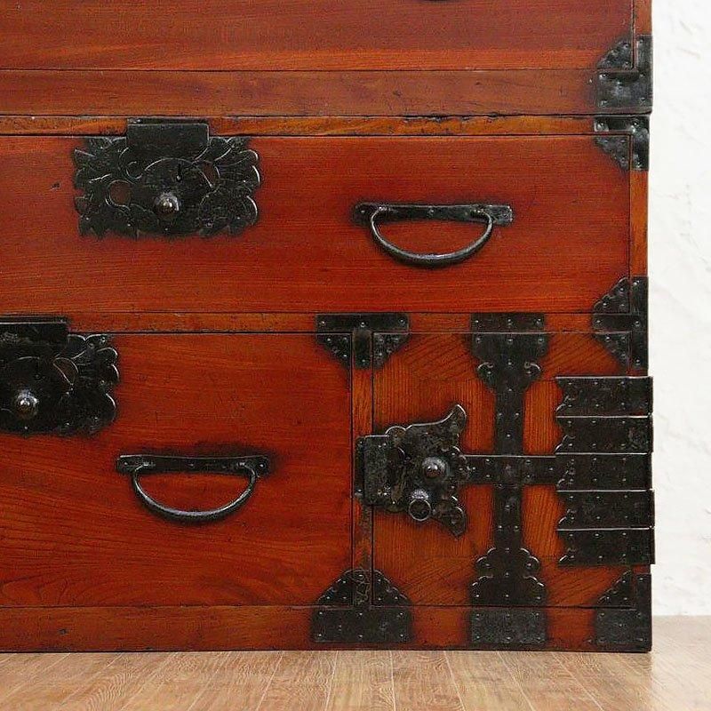 欅前 二段重ね 和箪笥 大正時代のアンティーク