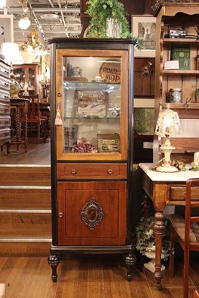 アンティーク フレンチシャビーシック ガラスキャビネット