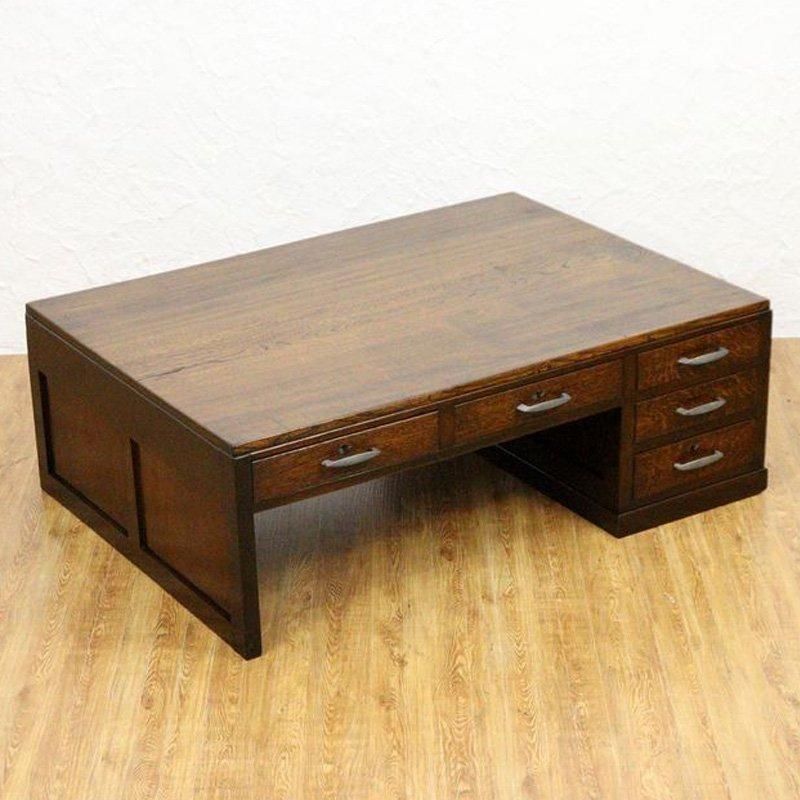 昭和初期のケヤキ製片袖文机