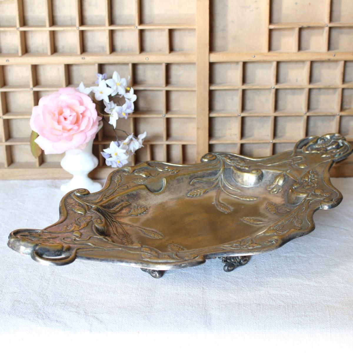 アールヌーボー 真鍮プレート フランスアンティーク