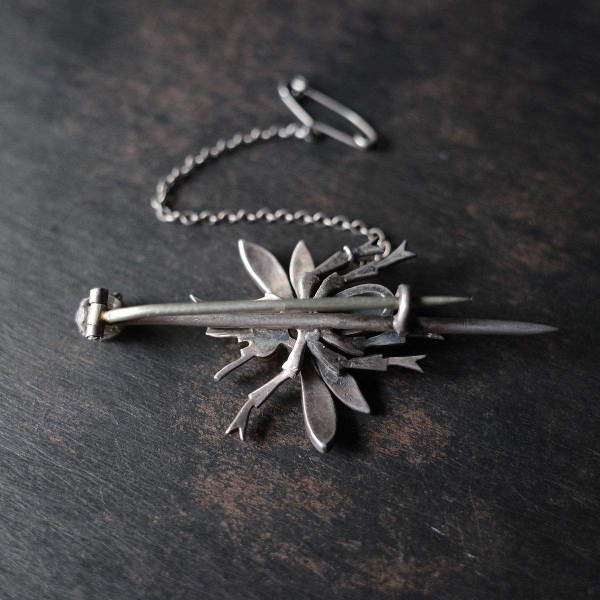 ヴィクトリアン シルバー キャッツアイ 蠅 ブローチ（Victorian Silver