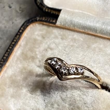 ヴィンテージ 9Kゴールド ガラス リング（9KYG Glass Ring）- JeJe