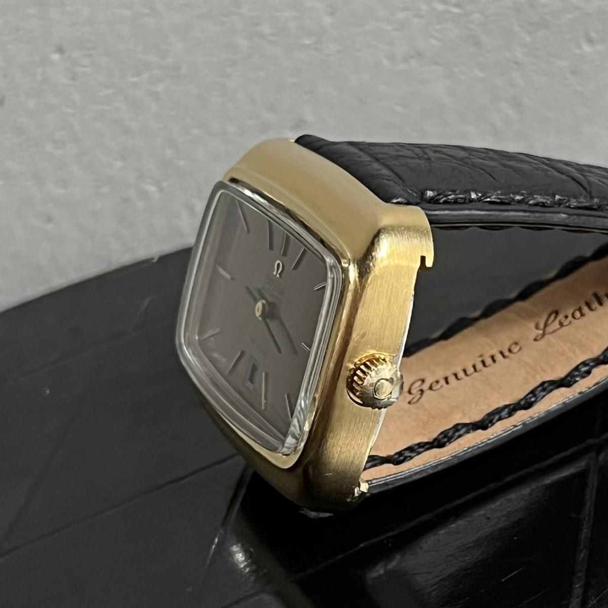 OMEGA DE VILLE（オメガ デビル）デイト スクエアケース ブラウン文字